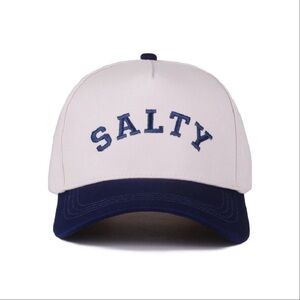 NWT SALTY Trucker Hat Cream/Navy Blue